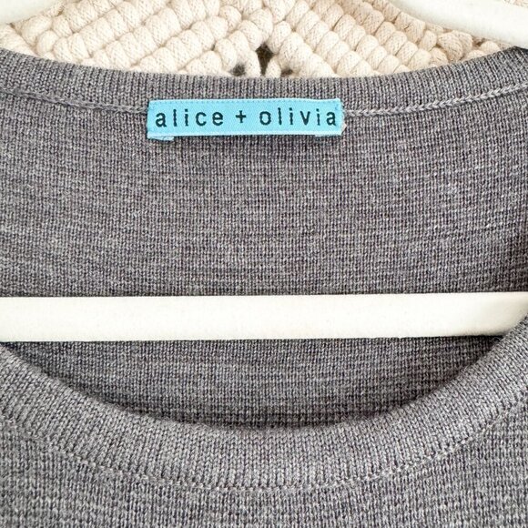 Alice + Olivia Gray Belted Sweater Dress Medium/Large holiday Winter EUC - Picture 6 of 10